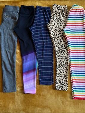 5 Piece Mixed Lot Girls Leggings size 8 Carters Andersson Active School Play